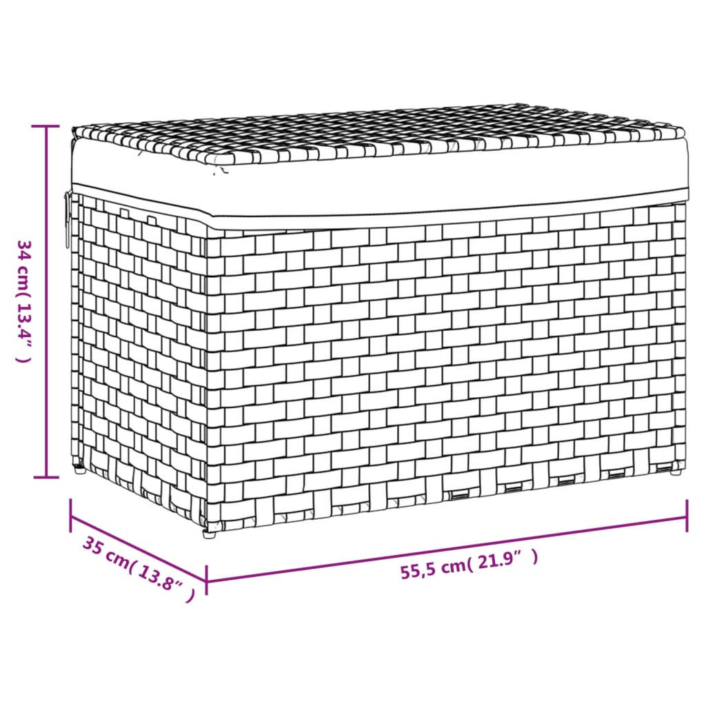 Košara za rublje s poklopcem tamnosmeđa 55,5x35x34 cm poliratan