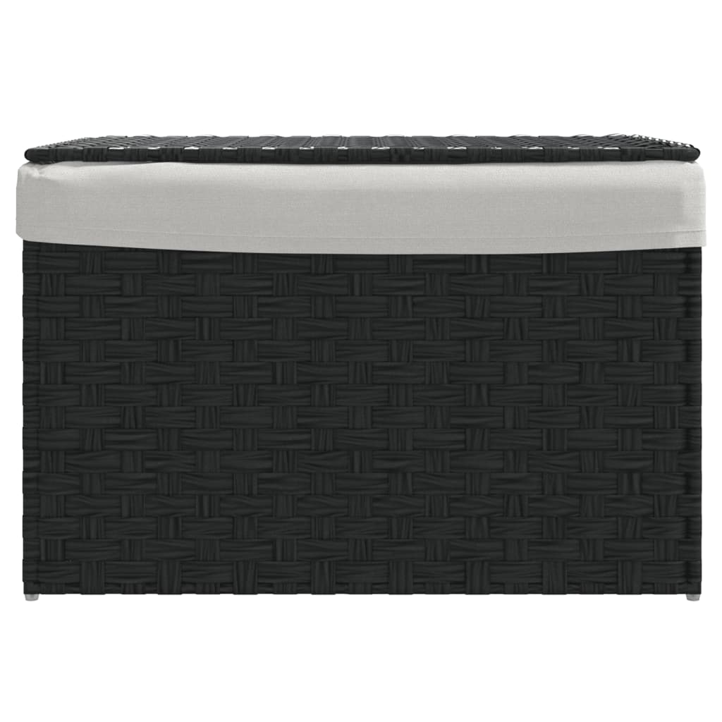 Košara za rublje s poklopcem crna 55,5x35x34 cm od poliratana