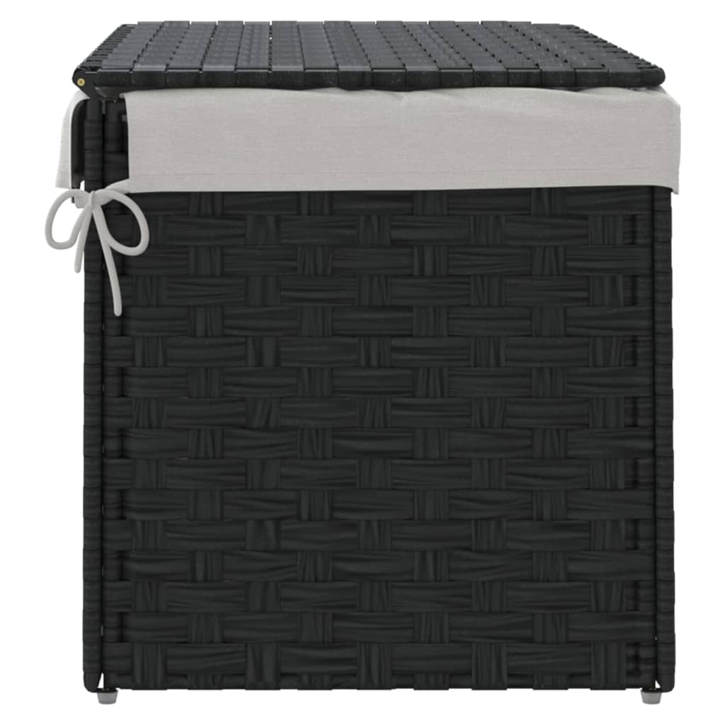 Košara za rublje s poklopcem crna 55,5x35x34 cm od poliratana