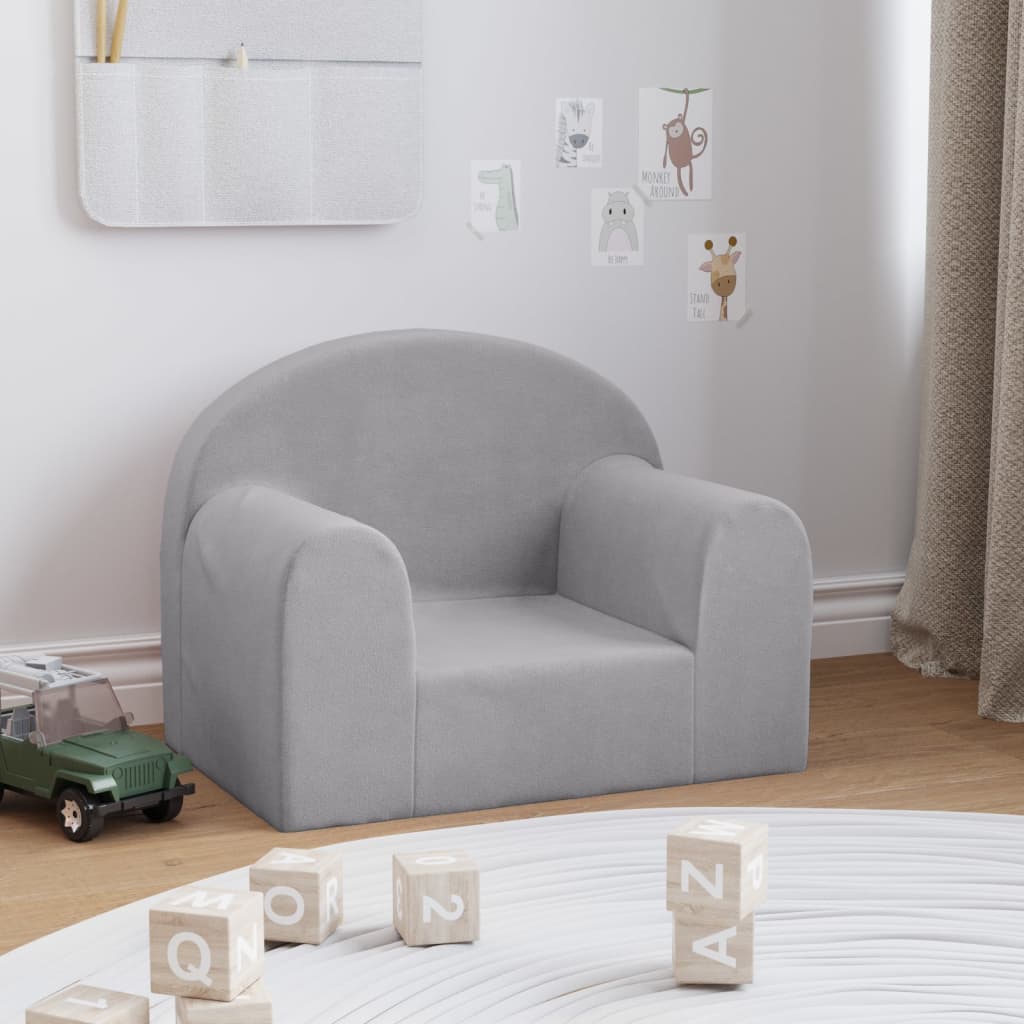Dječja sofa svjetlosiva od mekanog pliša