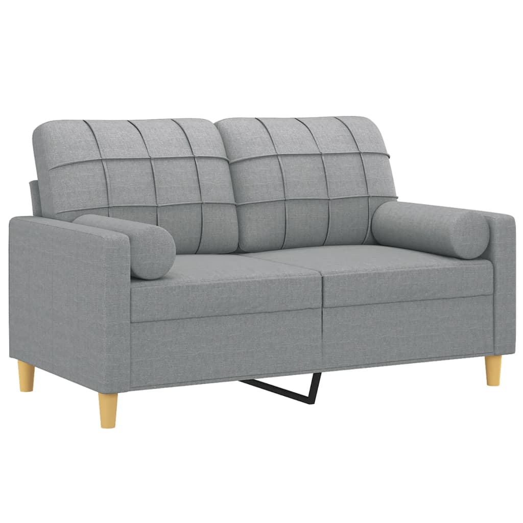 Dvosjed s ukrasnim jastucima svjetlosivi 120 cm od tkanine