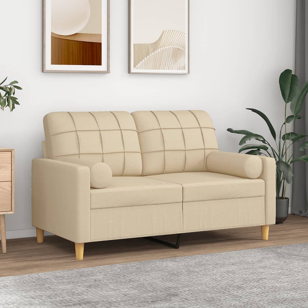 Dvosjed s ukrasnim jastucima krem 120 cm od tkanine