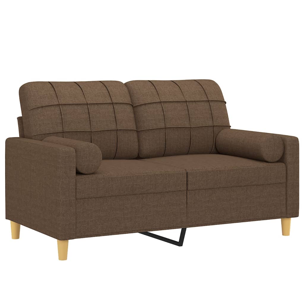 Dvosjed s ukrasnim jastucima smeđi 120 cm od tkanine