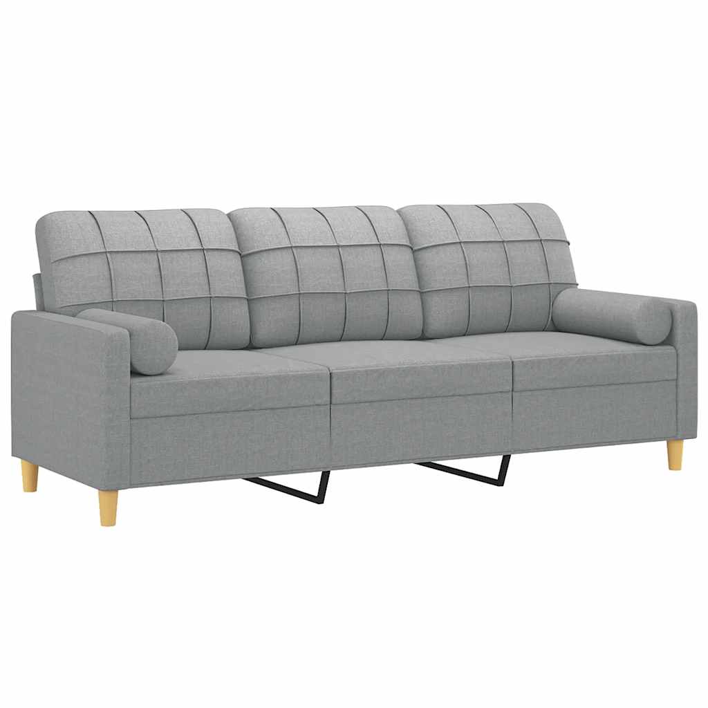 Trosjed s ukrasnim jastucima svjetlosivi 180 cm od tkanine