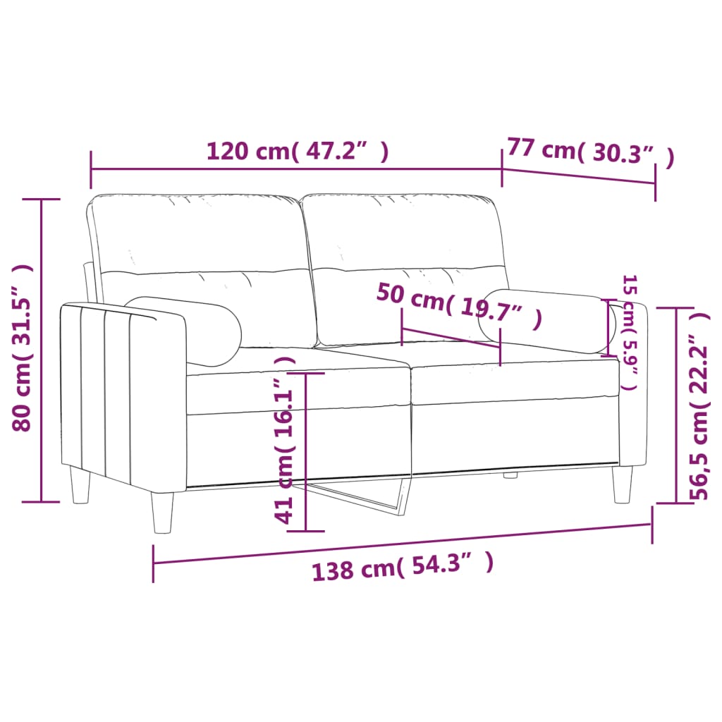 Dvosjed s ukrasnim jastucima tamnosivi 120 cm od tkanine