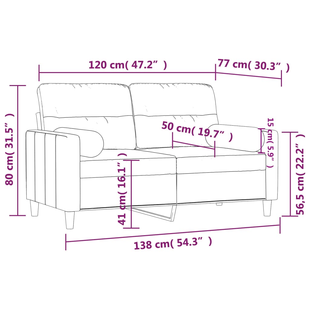 Dvosjed s ukrasnim jastucima smeđi 120 cm od tkanine