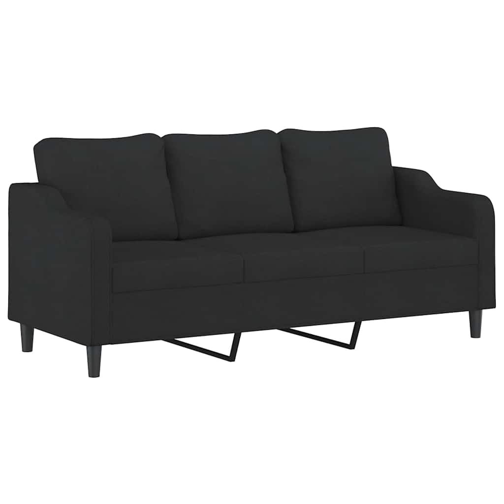 Trosjed s ukrasnim jastucima crni 180 cm od tkanine