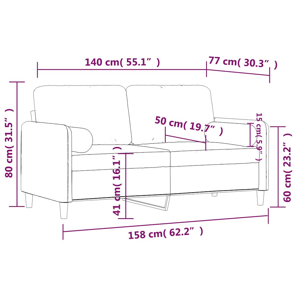 Dvosjed s ukrasnim jastucima tamnozeleni 140 cm baršunasti