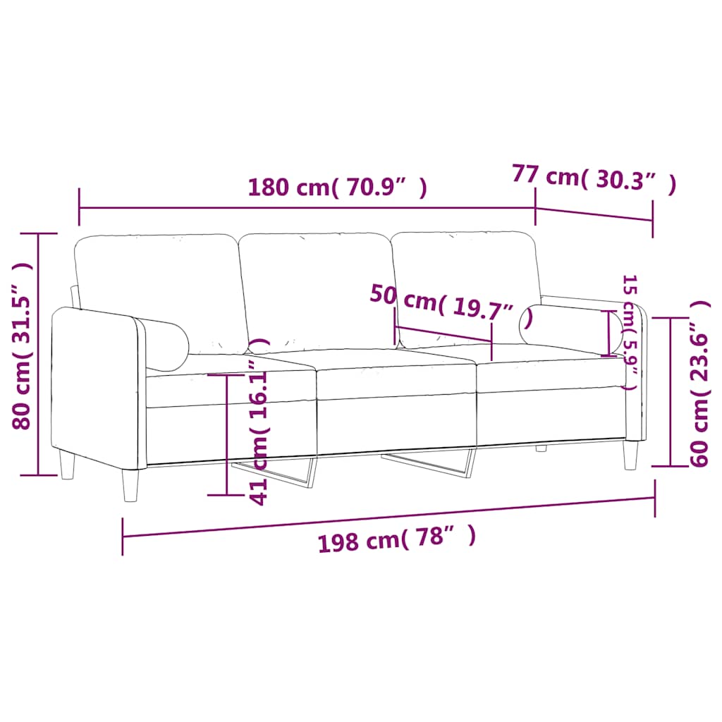 Trosjed s ukrasnim jastucima žuti 180 cm baršunasti