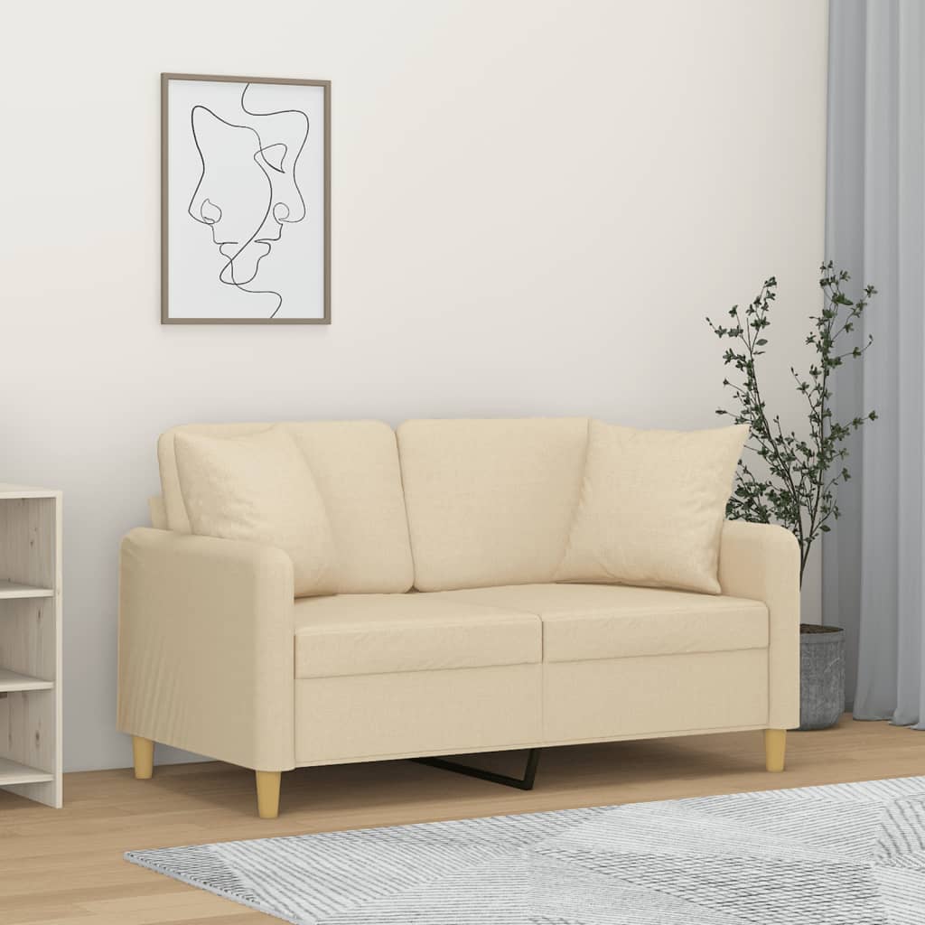 Dvosjed s ukrasnim jastucima krem 120 cm od tkanine