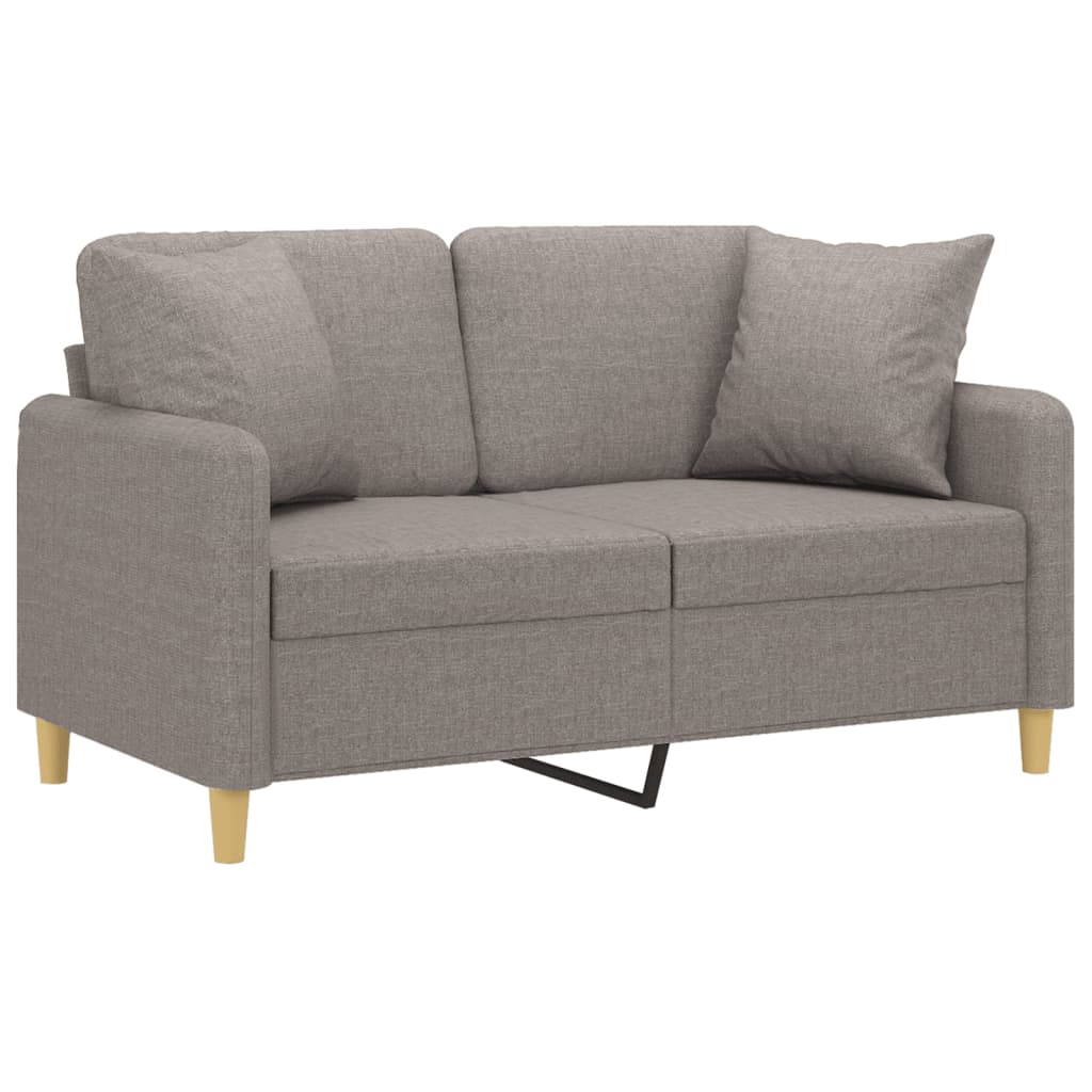 Dvosjed s ukrasnim jastucima smeđesivi 120 cm od tkanine