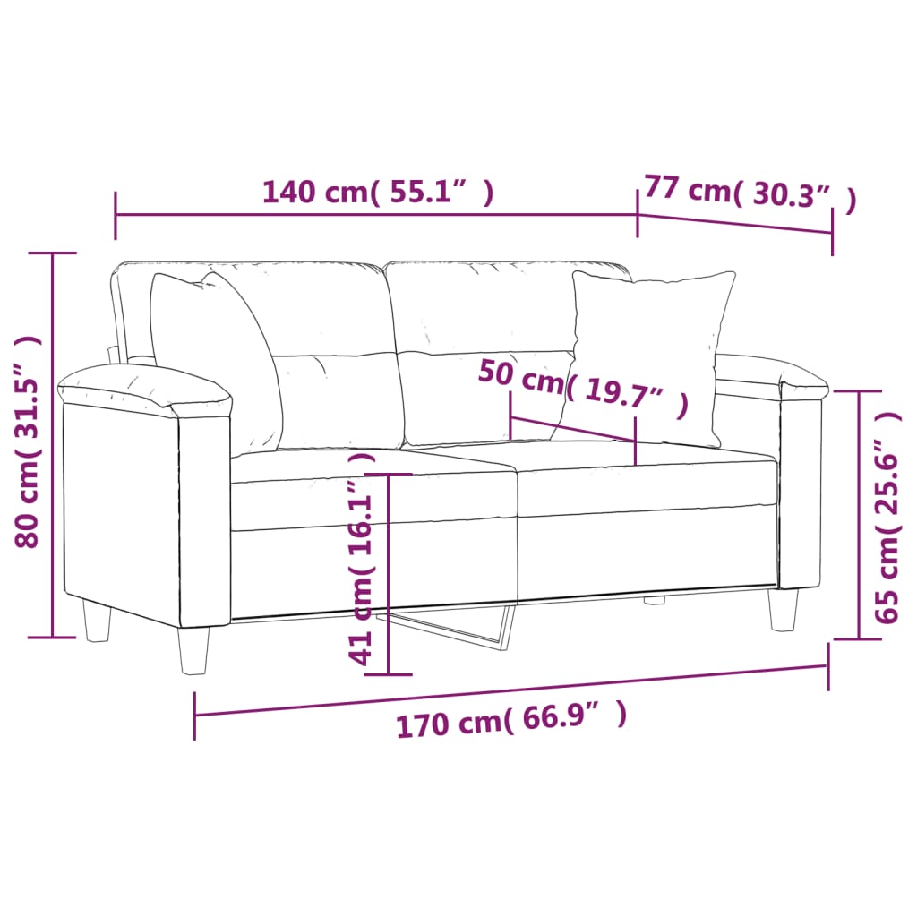 Dvosjed s jastucima svjetlosivi 140 cm od mikrovlakana