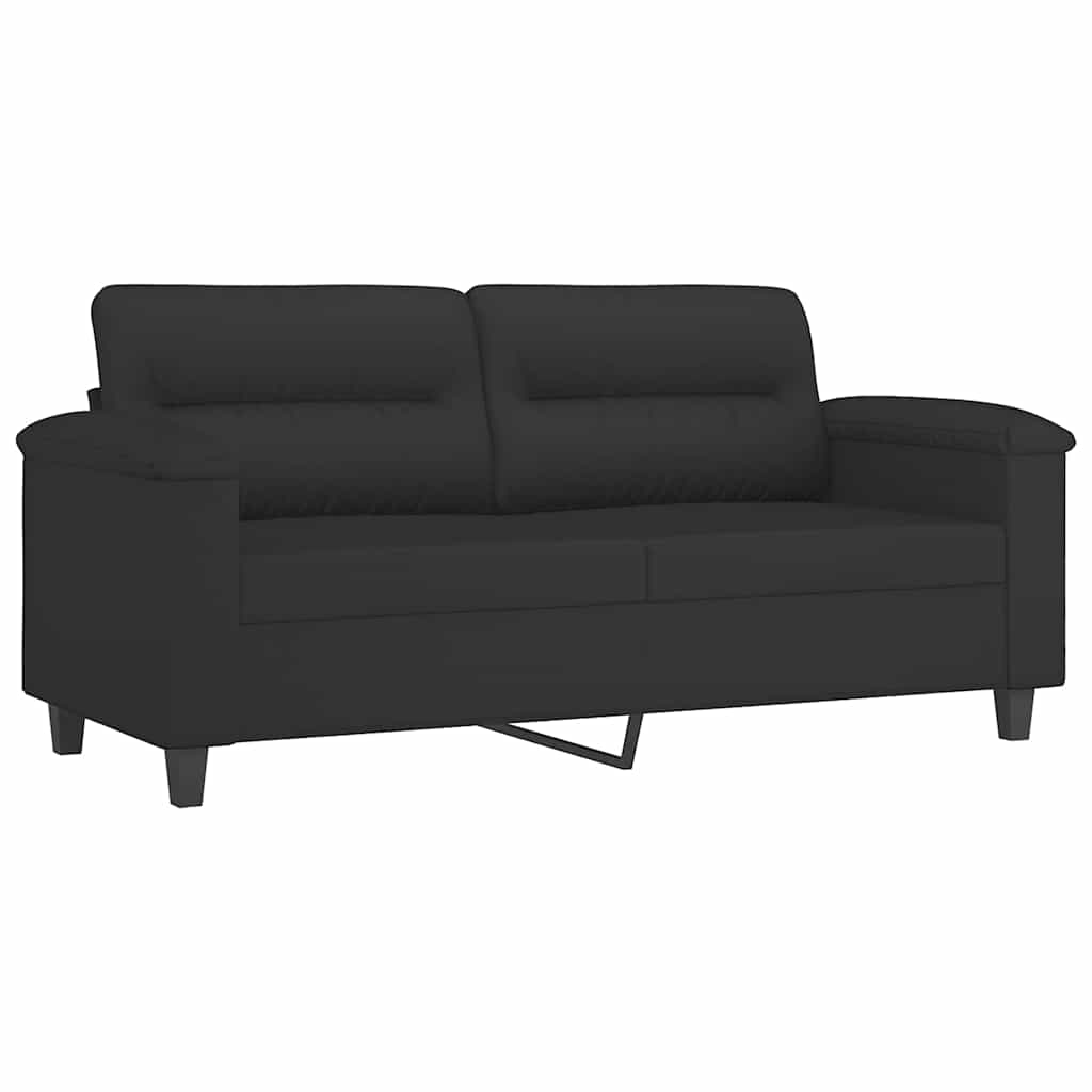 Dvosjed s jastucima crni 140 cm od mikrovlakana