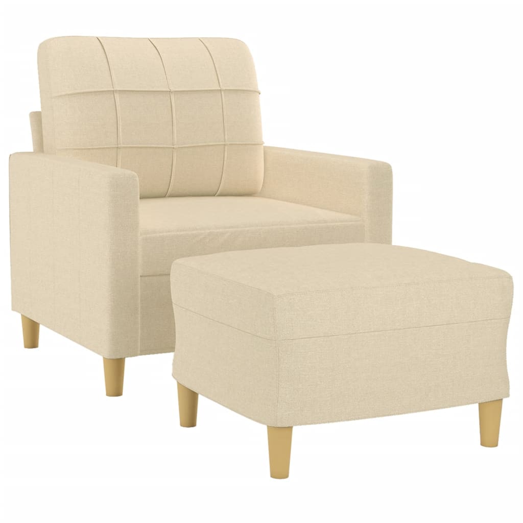 Fotelja s tabureom krem 60 cm od tkanine