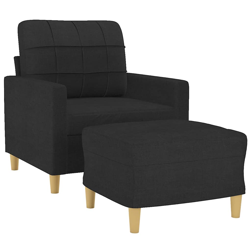 Fotelja s tabureom crna 60 cm od tkanine