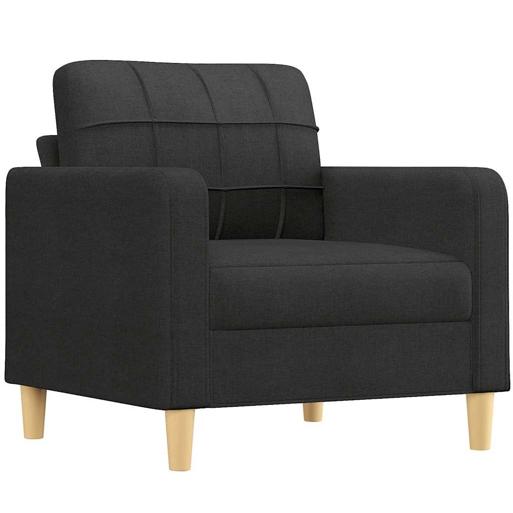 Fotelja s tabureom crna 60 cm od tkanine
