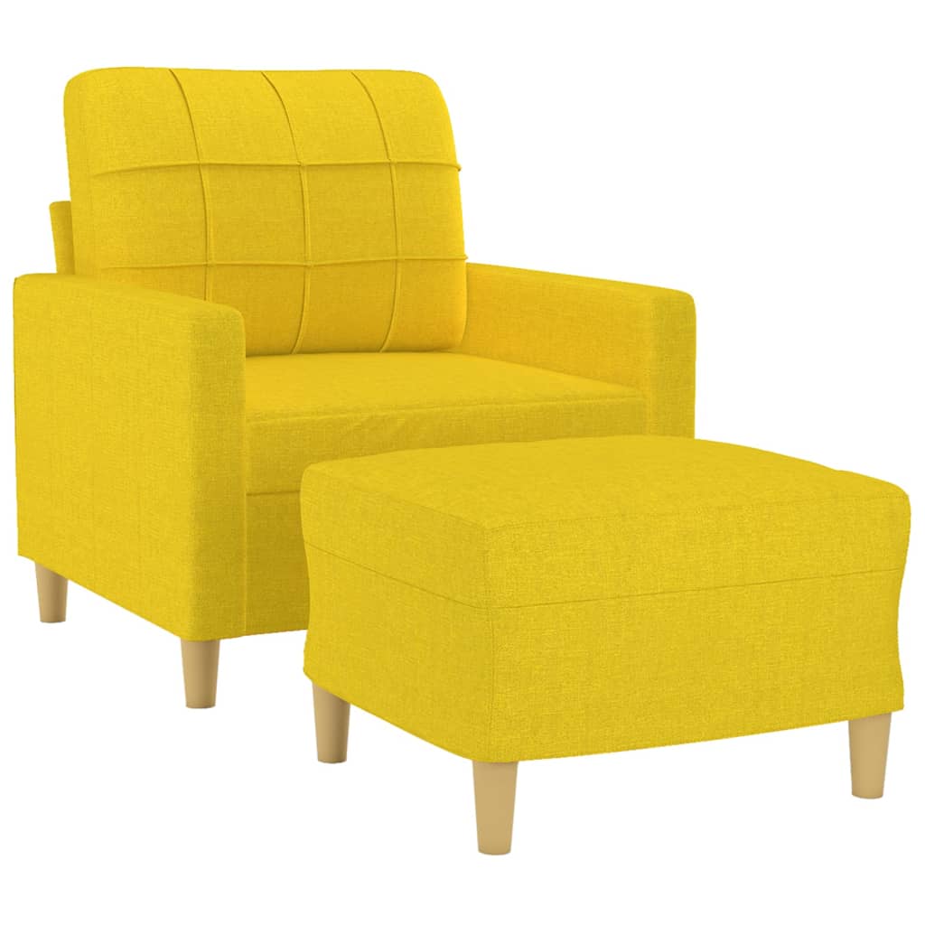 Fotelja s tabureom svjetložuta 60 cm od tkanine