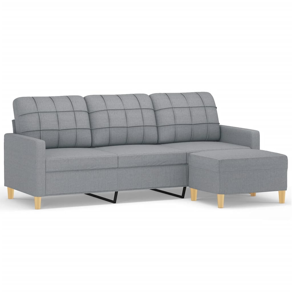 Trosjed s tabureom svjetlosivi 180 cm od tkanine