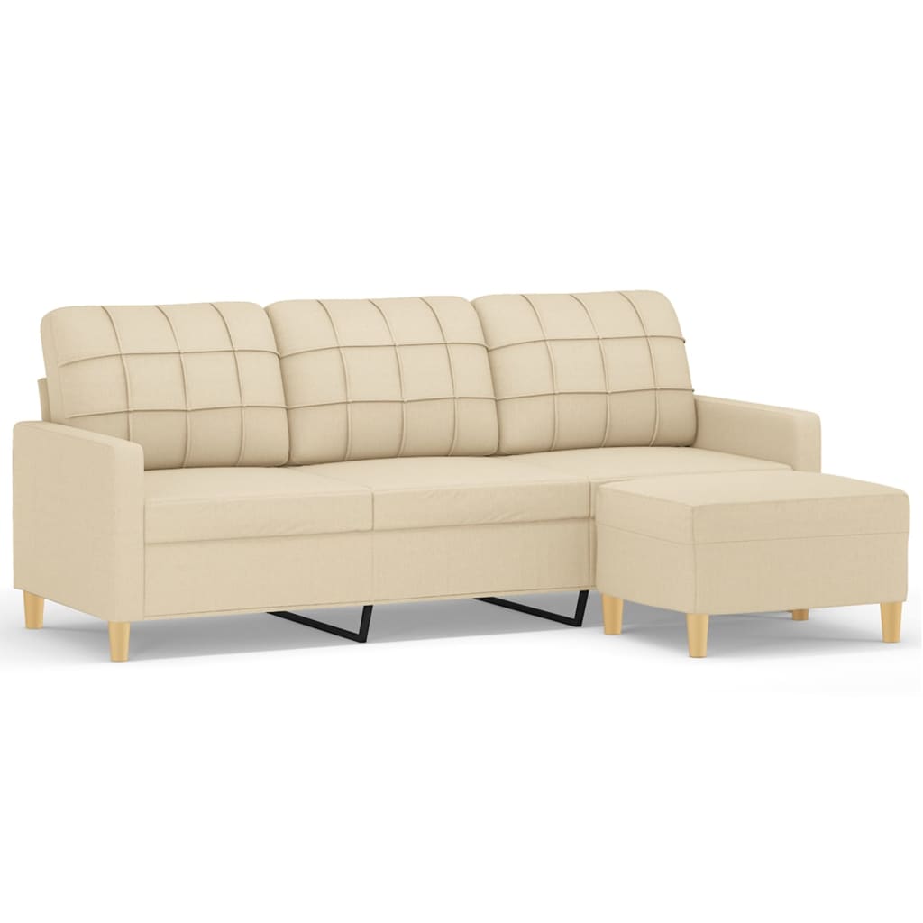 Trosjed s tabureom krem 180 cm od tkanine