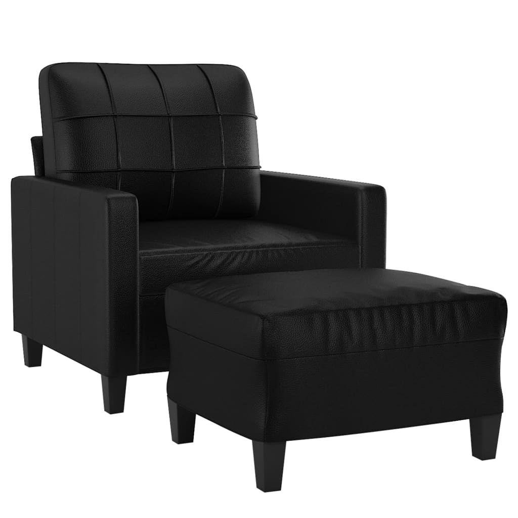 Fotelja s tabureom 60 cm od umjetne kože