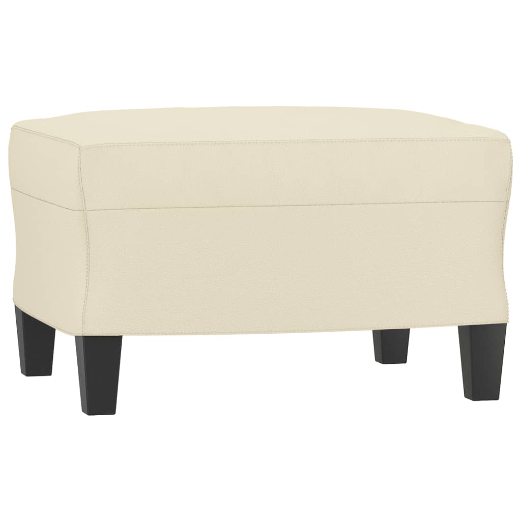 Fotelja s tabureom krem 60 cm od umjetne kože
