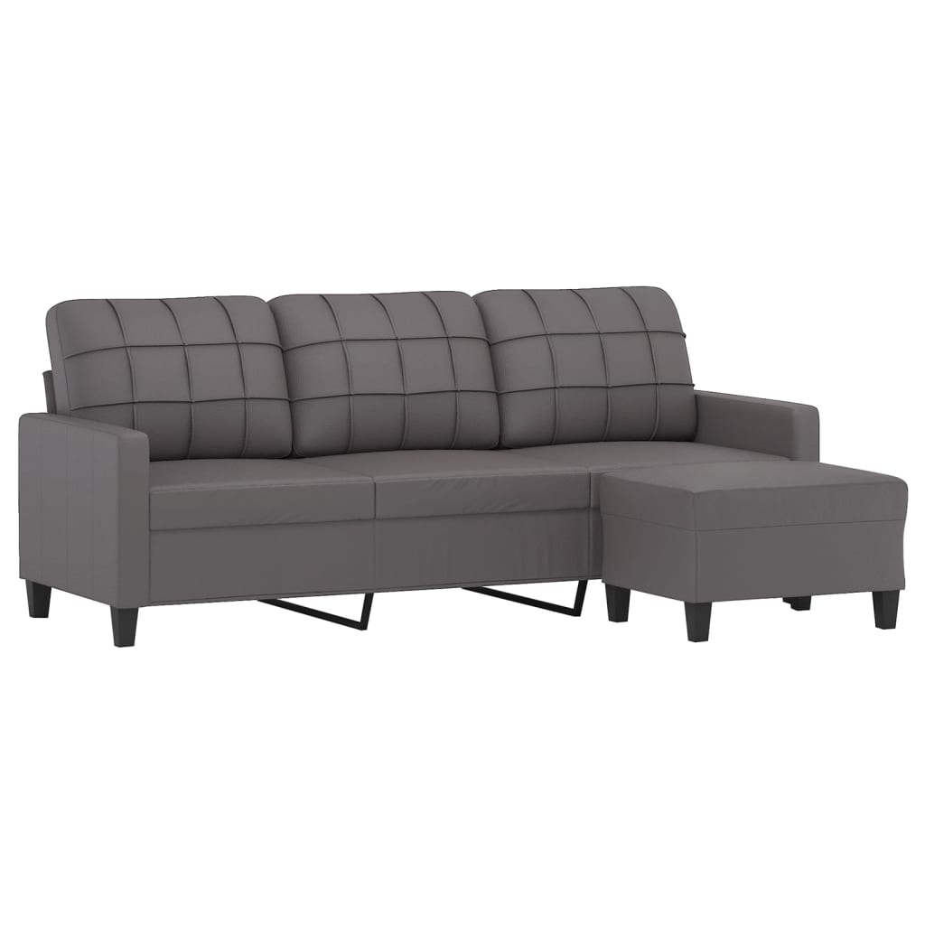Trosjed s tabureom sivi 180 cm od umjetne kože