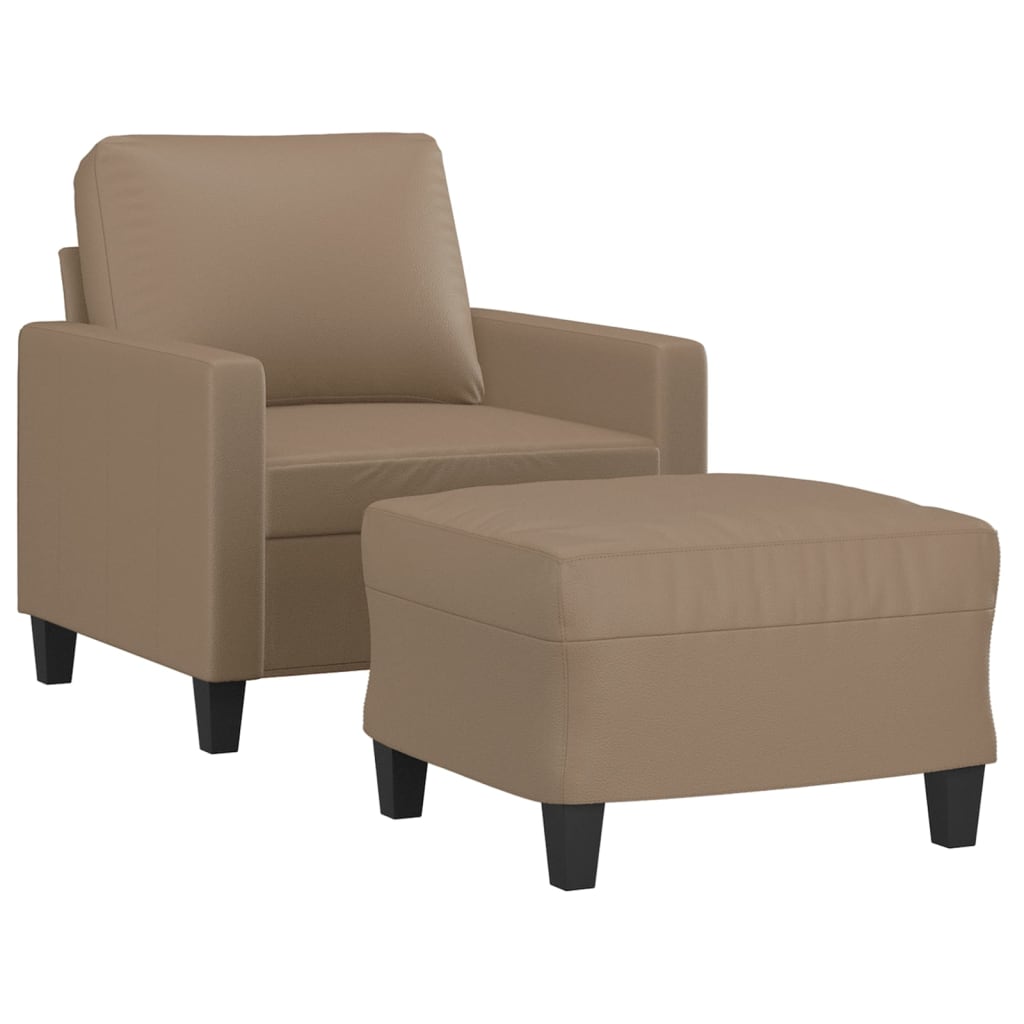 Fotelja s tabureom boja cappuccina 60 cm od umjetne kože