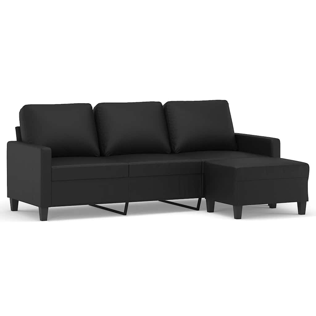 Trosjed s tabureom crni 180 cm od umjetne kože