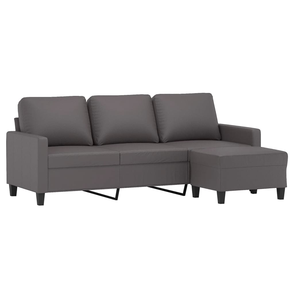 Trosjed s tabureom sivi 180 cm od umjetne kože
