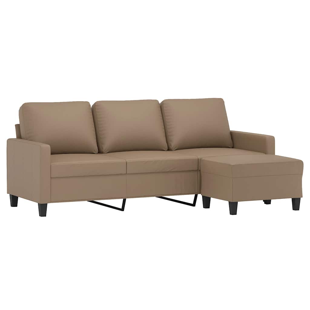 Trosjed s tabureom boja cappuccina 180 cm od umjetne kože