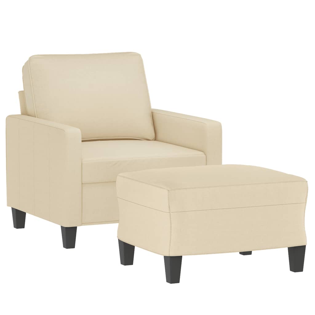 Fotelja s tabureom krem 60 cm od tkanine