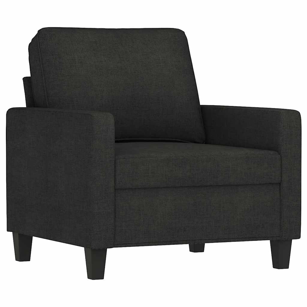 Fotelja s tabureom crna 60 cm od tkanine