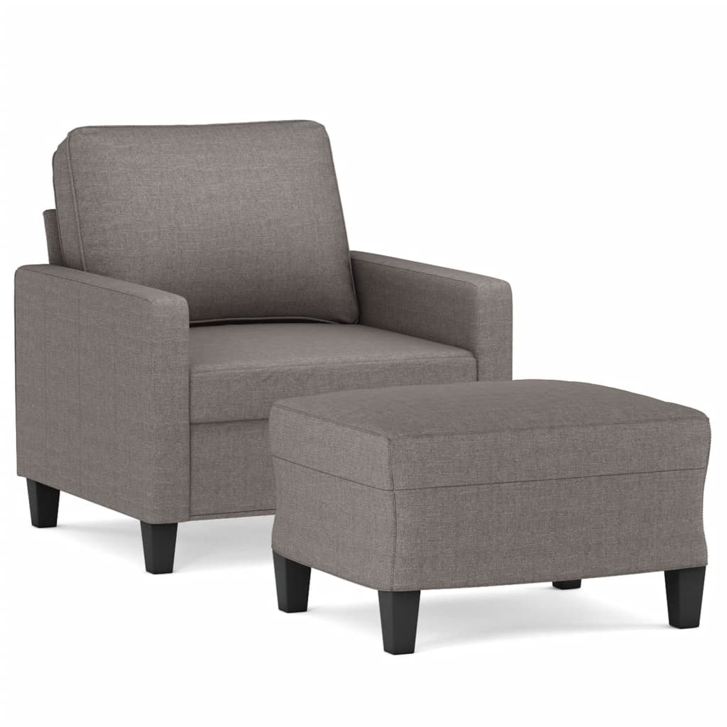 Fotelja s tabureom smeđesiva 60 cm od tkanine