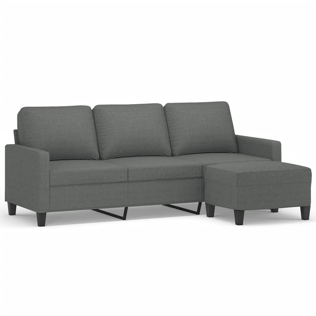 Trosjed s tabureom tamnosivi 180 cm od tkanine