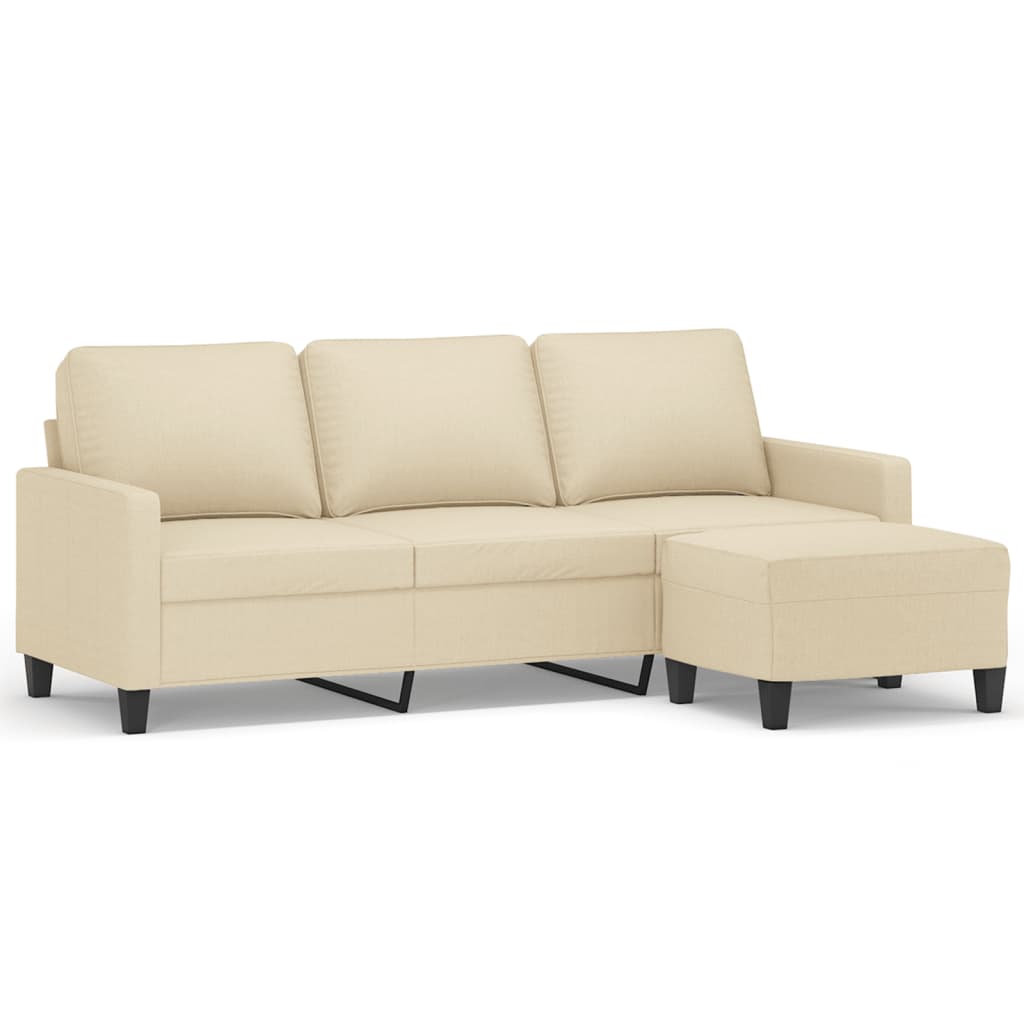 Trosjed s tabureom krem 180 cm od tkanine