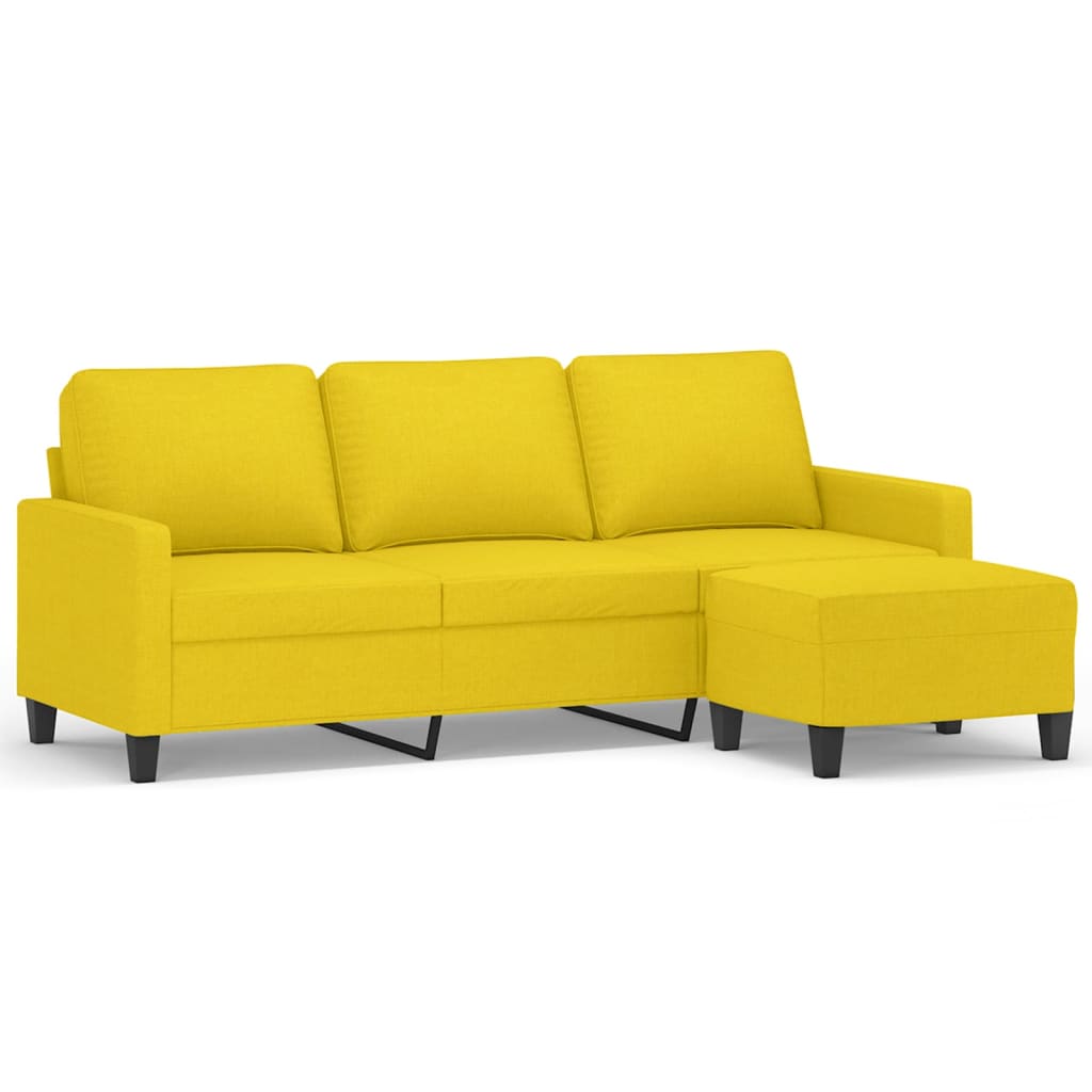 Trosjed s tabureom svjetložuti 180 cm od tkanine
