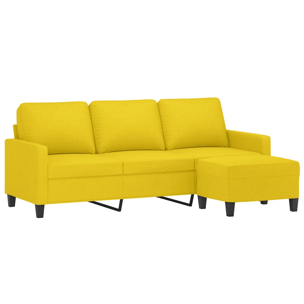 Trosjed s tabureom svjetložuti 180 cm od tkanine
