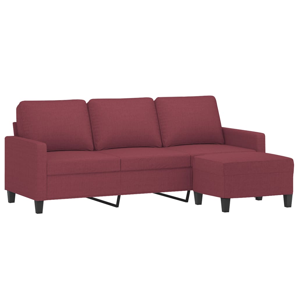 Trosjed s tabureom crvena boja vina 180 cm od tkanine
