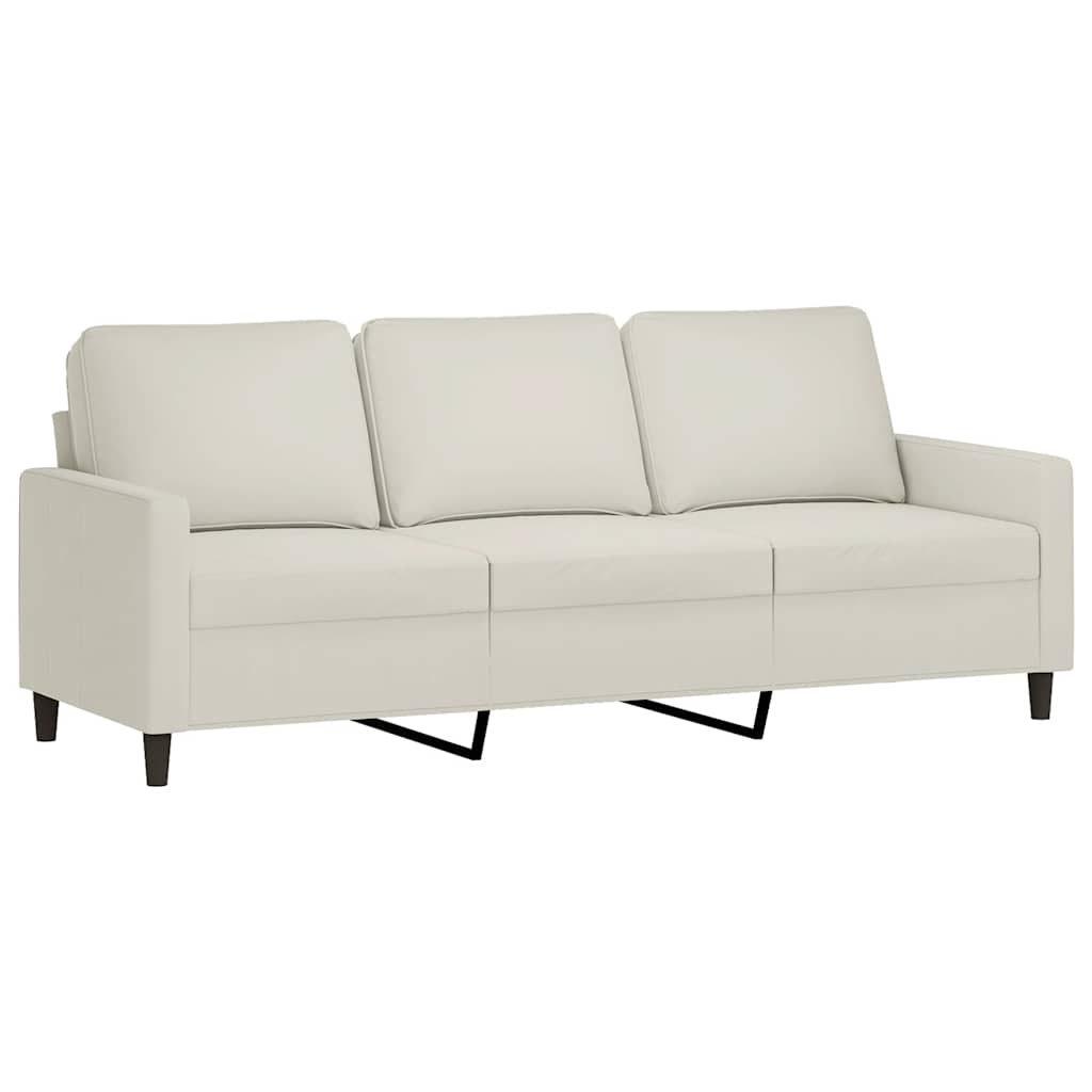 Trosjed s tabureom krem 180 cm baršunasti