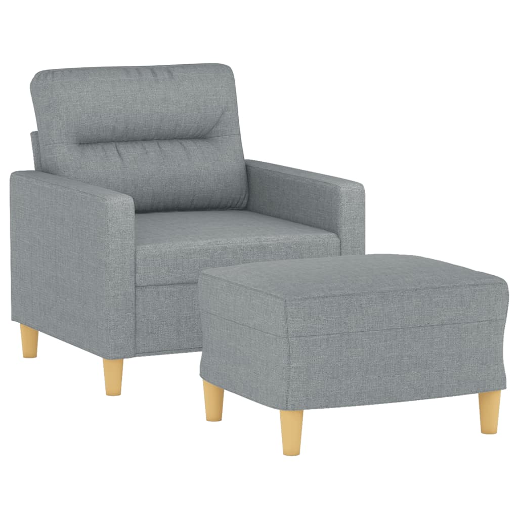Fotelja s tabureom svjetlosiva 60 cm od tkanine