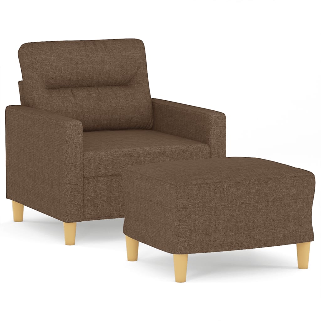 Fotelja s tabureom smeđa 60 cm od tkanine
