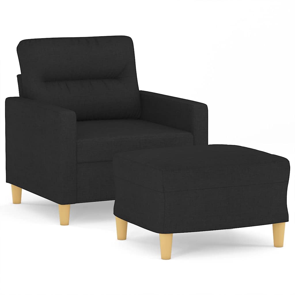 Fotelja s tabureom crna 60 cm od tkanine