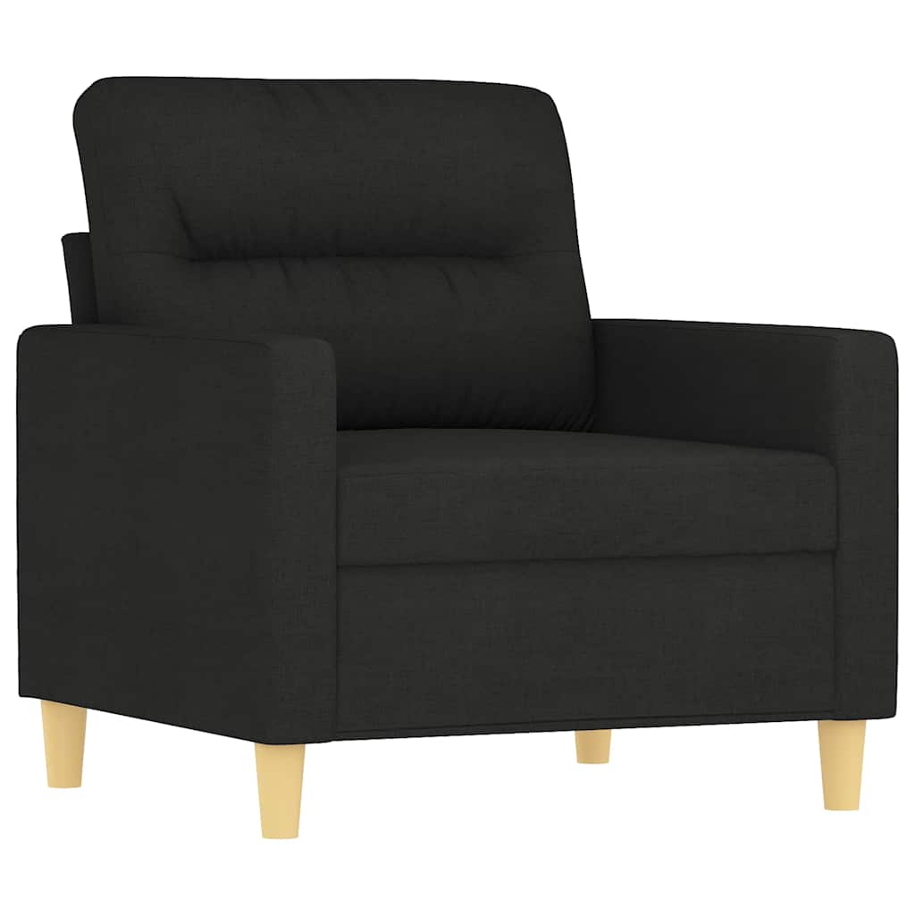Fotelja s tabureom crna 60 cm od tkanine