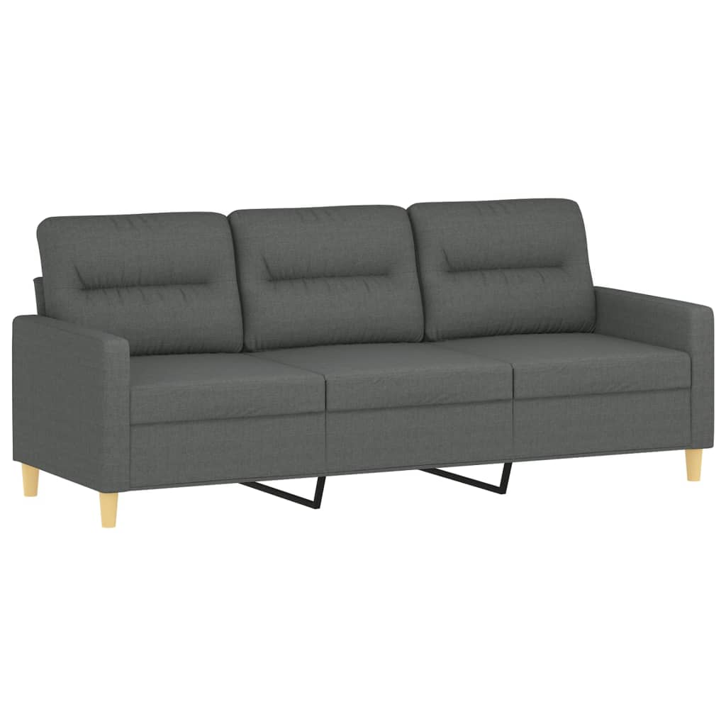 Trosjed s tabureom tamnosivi 180 cm od tkanine
