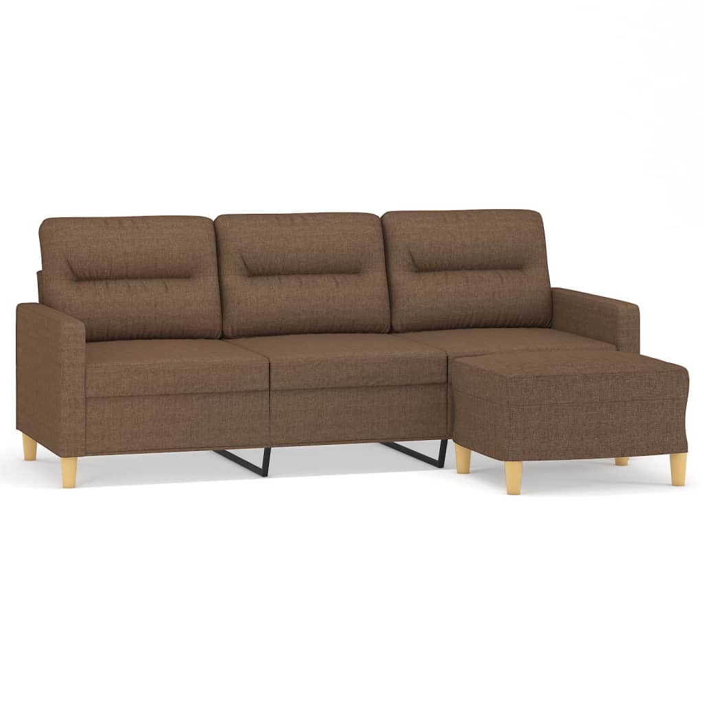 Trosjed s tabureom smeđi 180 cm od tkanine