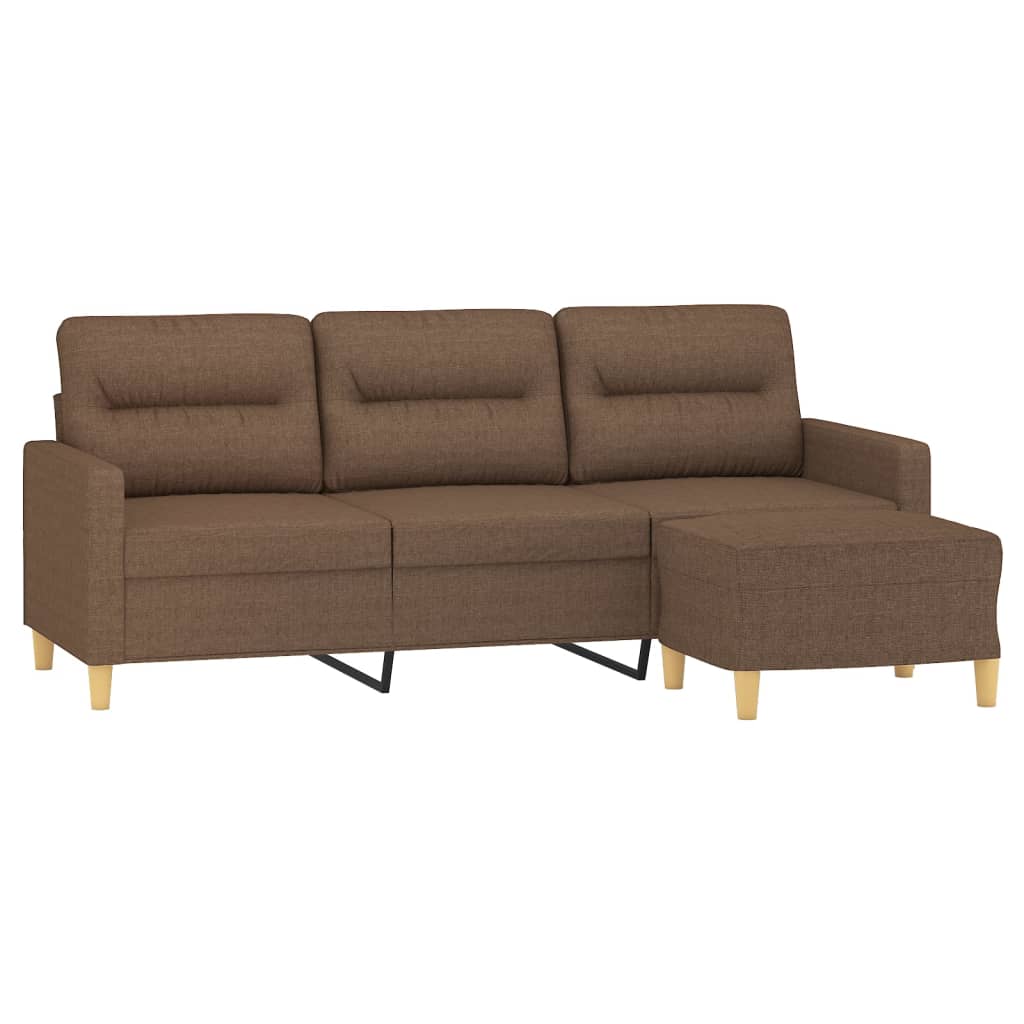 Trosjed s tabureom smeđi 180 cm od tkanine