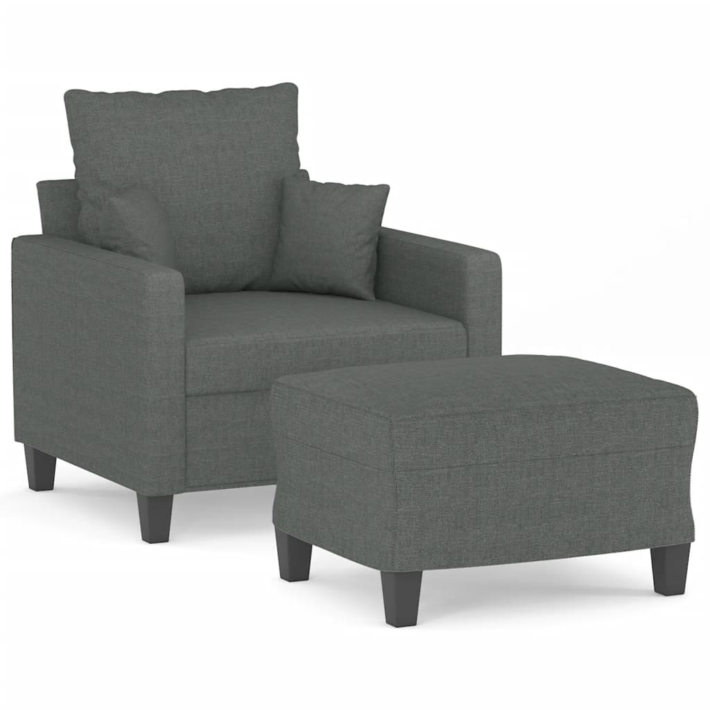 Fotelja s tabureom tamnosiva 60 cm od tkanine