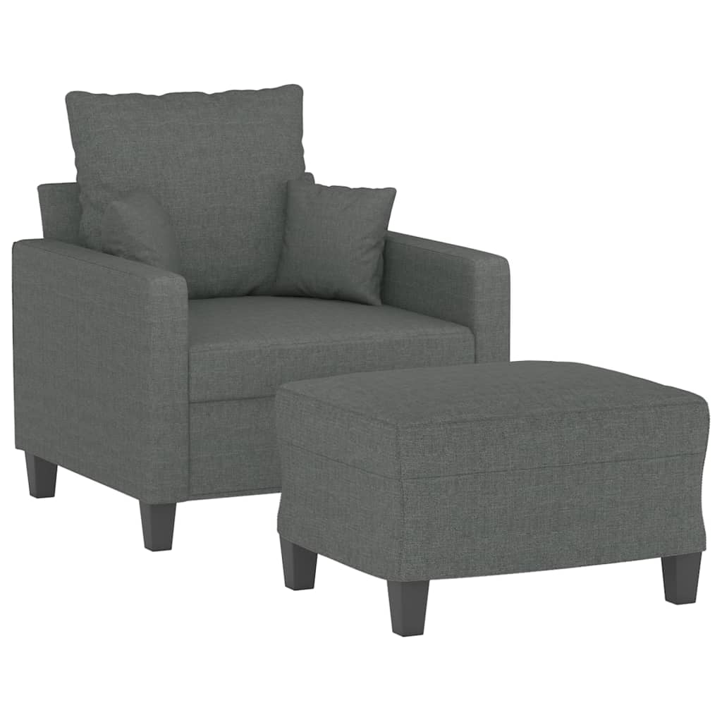 Fotelja s tabureom tamnosiva 60 cm od tkanine