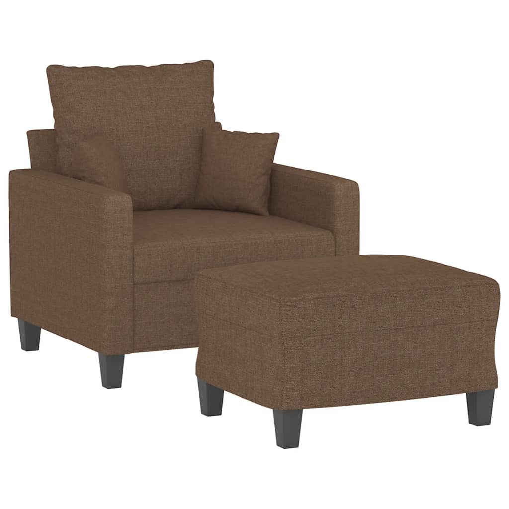 Fotelja s tabureom smeđa 60 cm od tkanine
