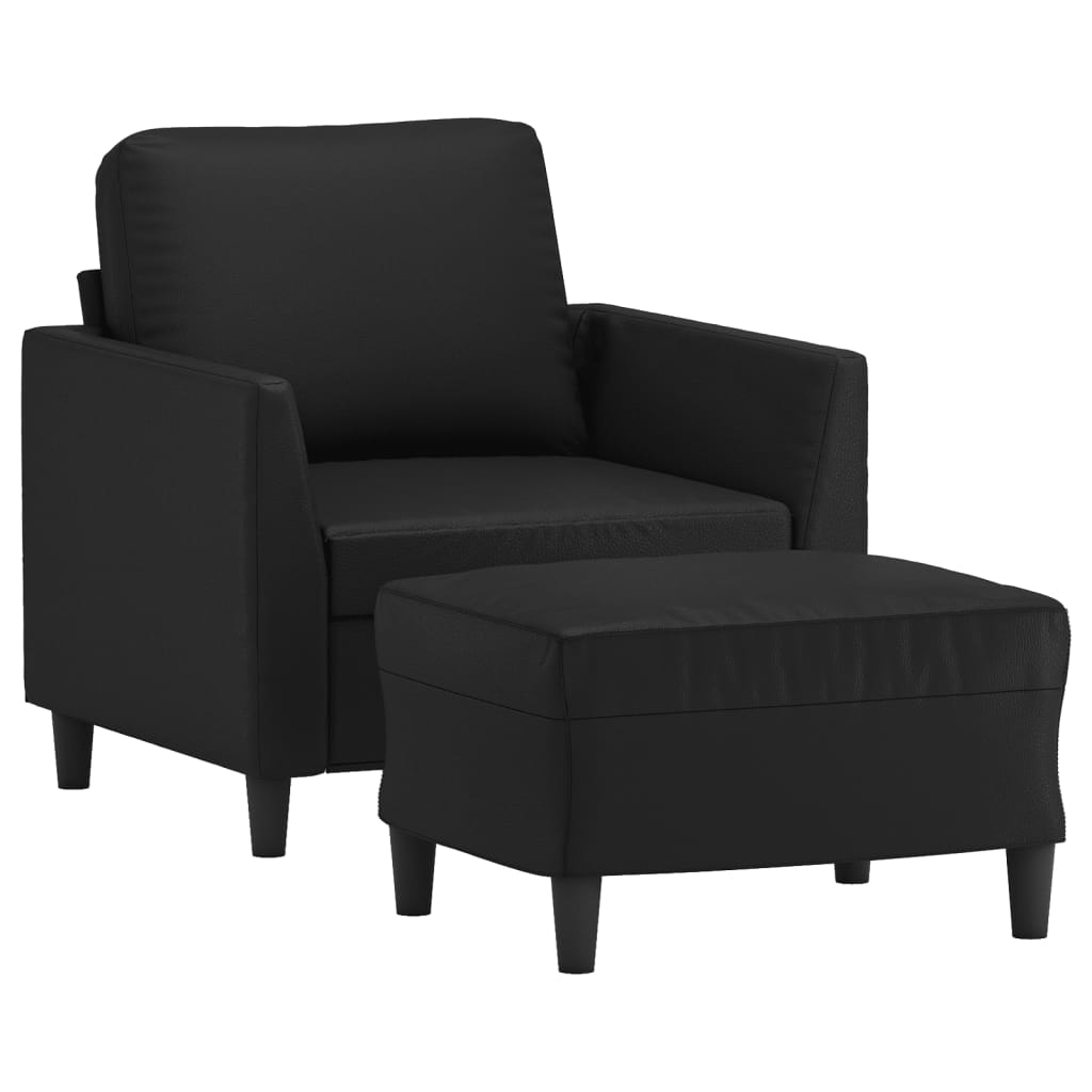 Fotelja s tabureom 60 cm od umjetne kože